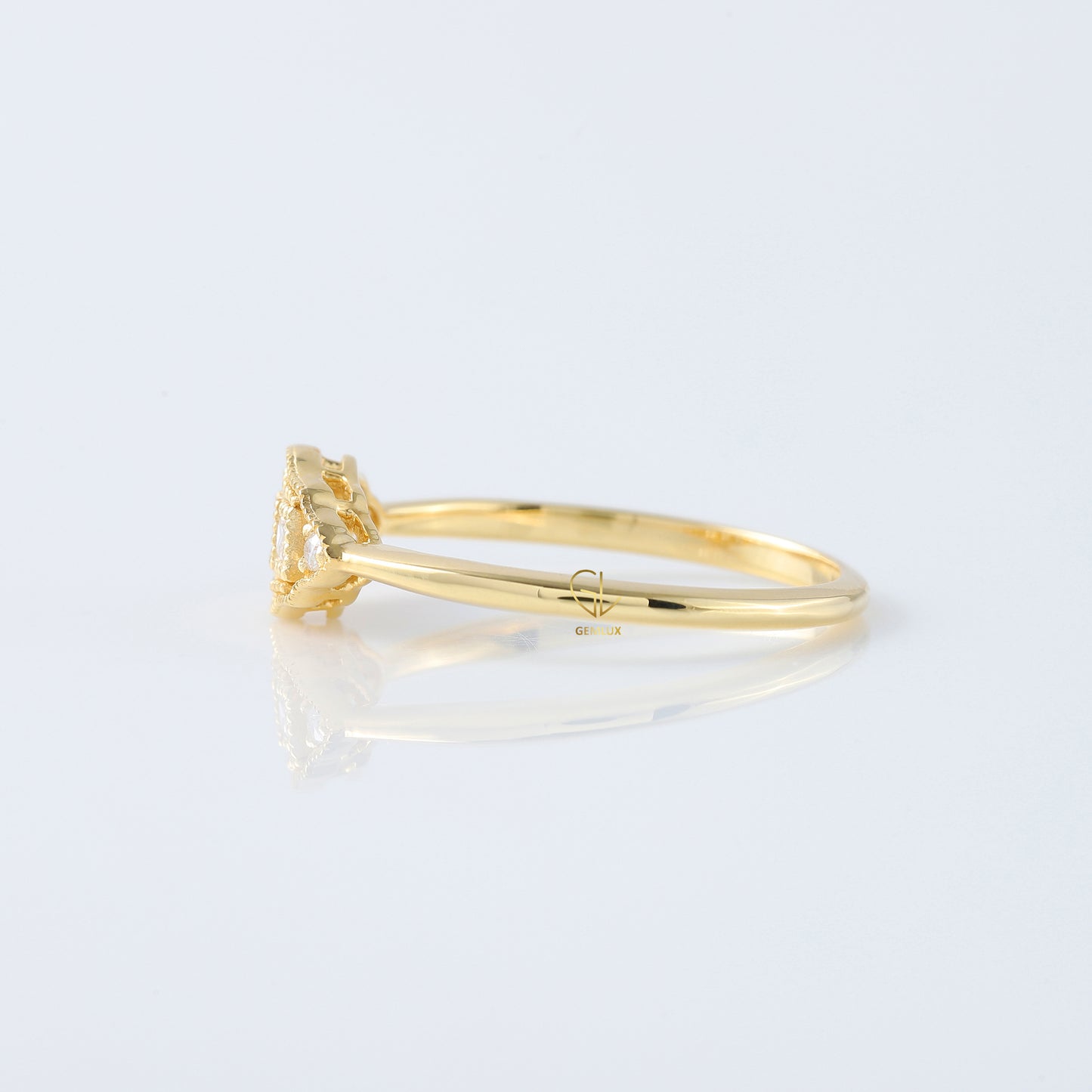 Art Deco Three Stone Princess Cut Lab Grown Minimalist Ring