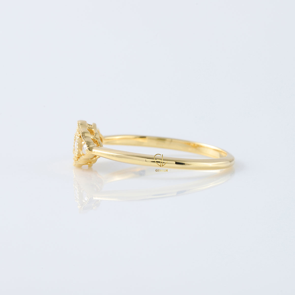 Art Deco Three Stone Princess Cut Lab Grown Minimalist Ring
