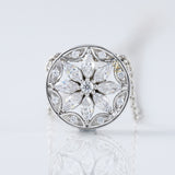 Art Deco Floral Halo Lab Grown Diamond Necklace Pendant