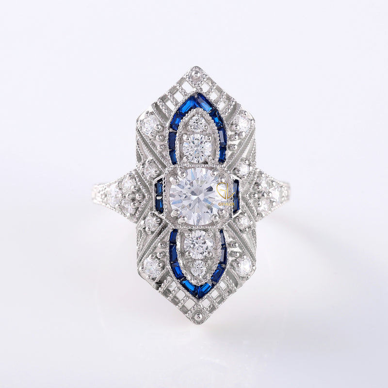 Art Deco Lab Grown Cocktail Ring