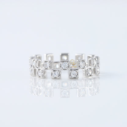 Art Deco Round Cut Lab Grown Diamond Eternity Wedding Band For Her