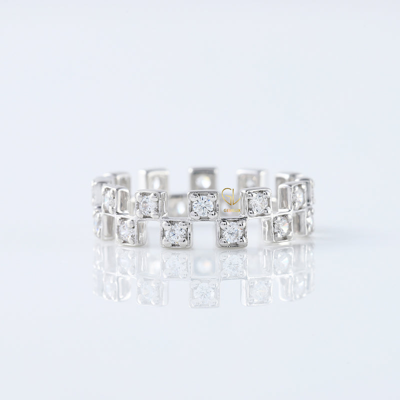Art Deco Round Cut Lab Grown Diamond Eternity Wedding Band For Her