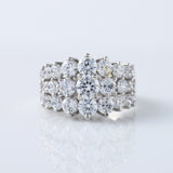 Art Deco Three Row Round Moissanite Half Eternity Wedding Band
