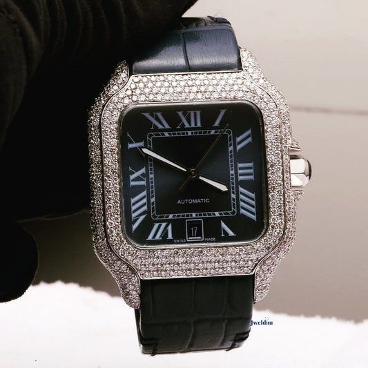 Automatic Movement VVS Moissanite Half Iced Out Diamond Watch