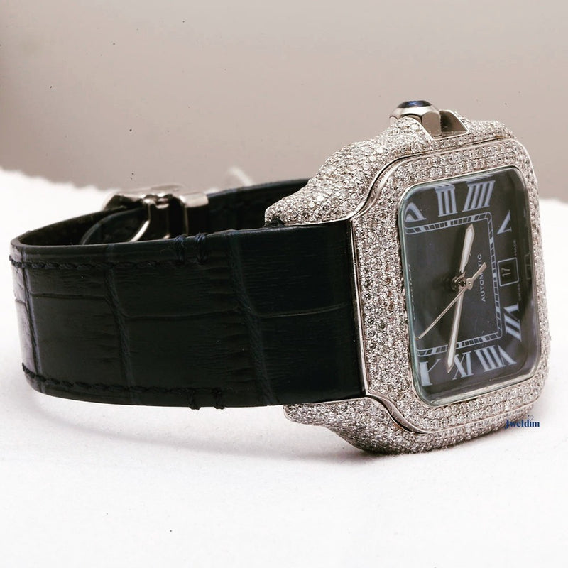 Square Roman Dial VVS Moissanite Iced Out Bezel Diamond Watch