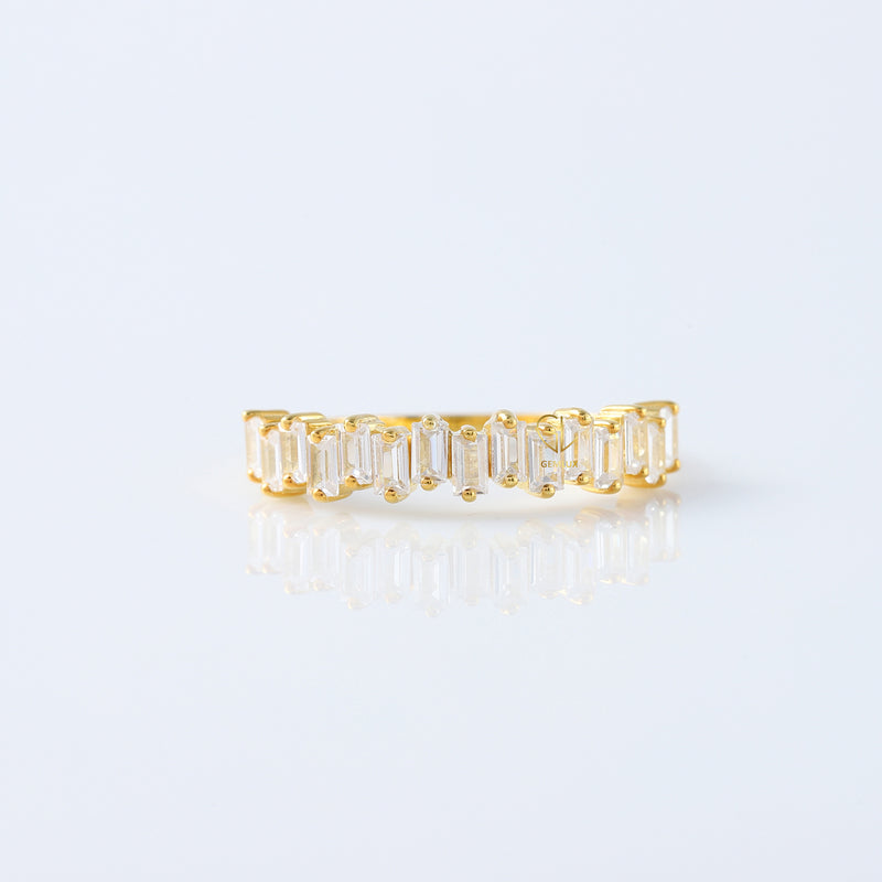 Zig Zag Baguette Cut Lab Grown Half Eternity Wedding Band