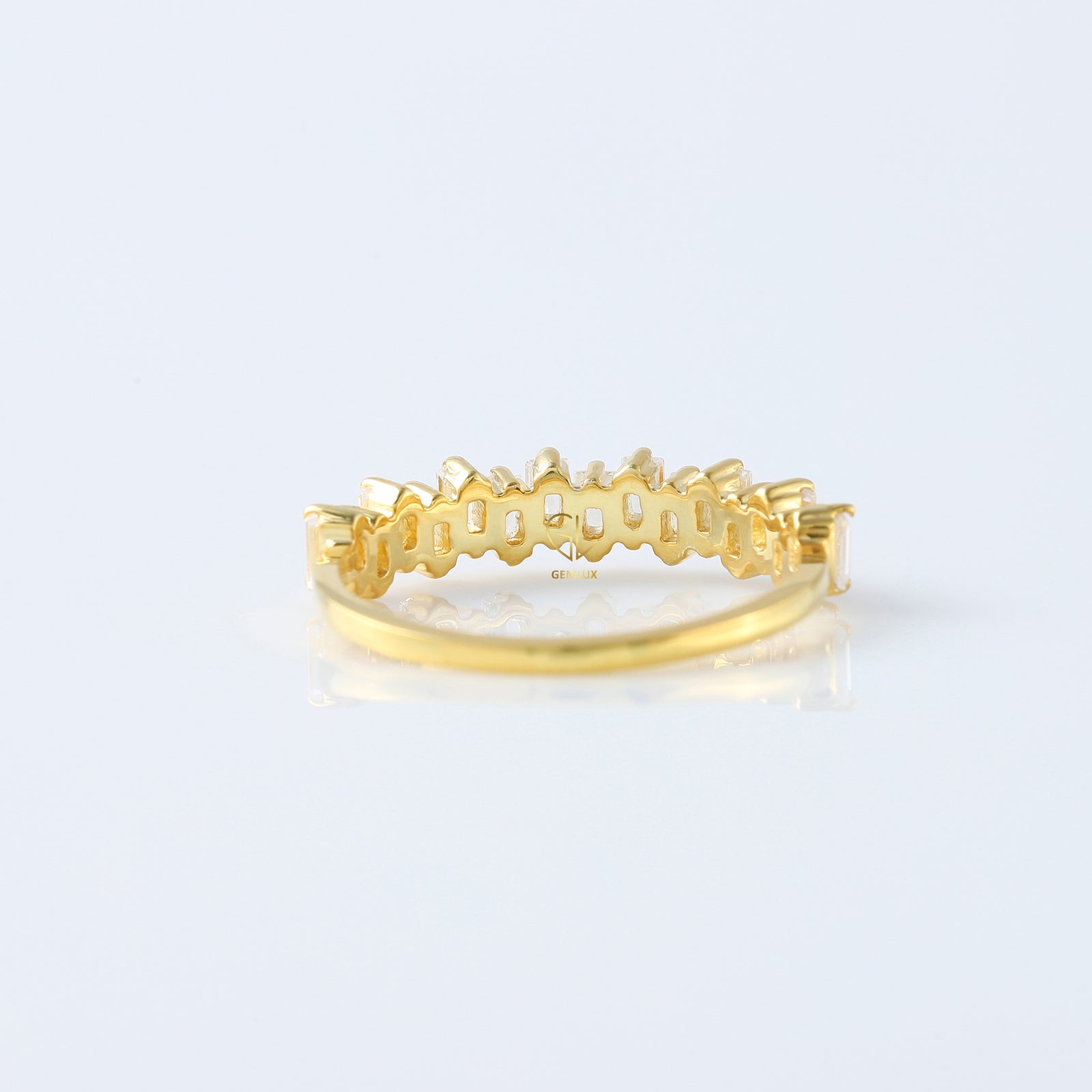 Zig Zag Baguette Cut Lab Grown Half Eternity Wedding Band