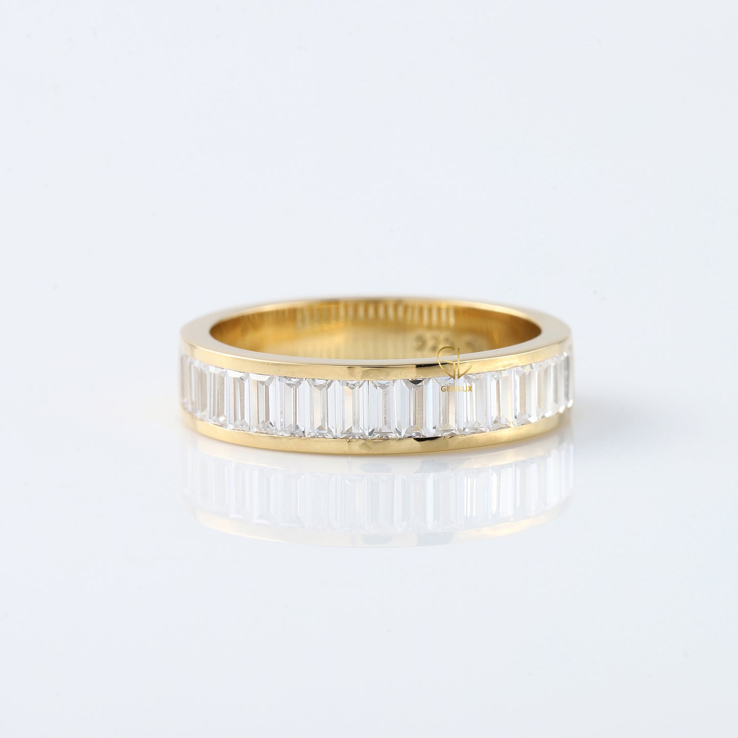 Baguette Cut Moissanite Diamond Channel Setting Half Eternity Band