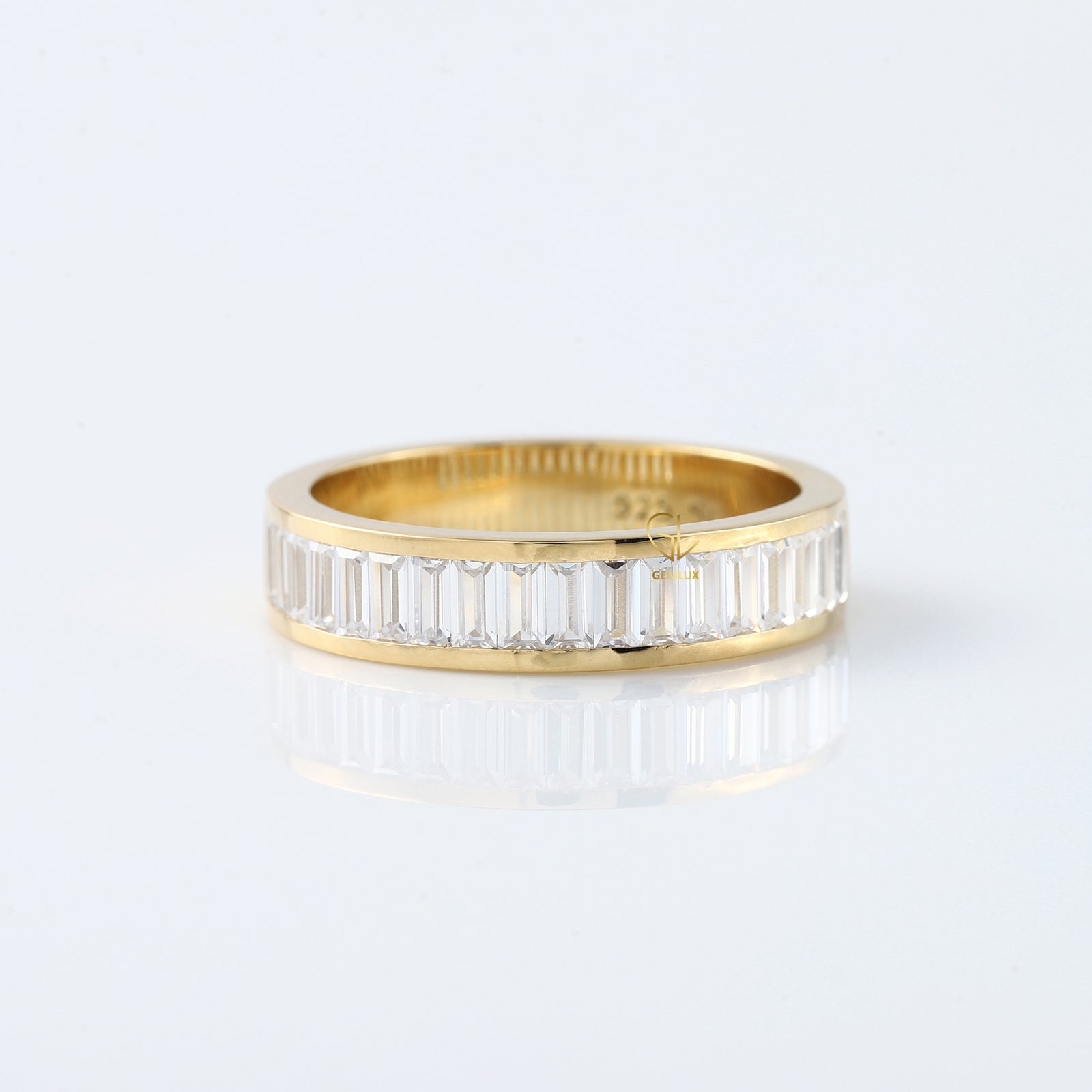 Baguette Cut Moissanite Diamond Channel Setting Half Eternity Band