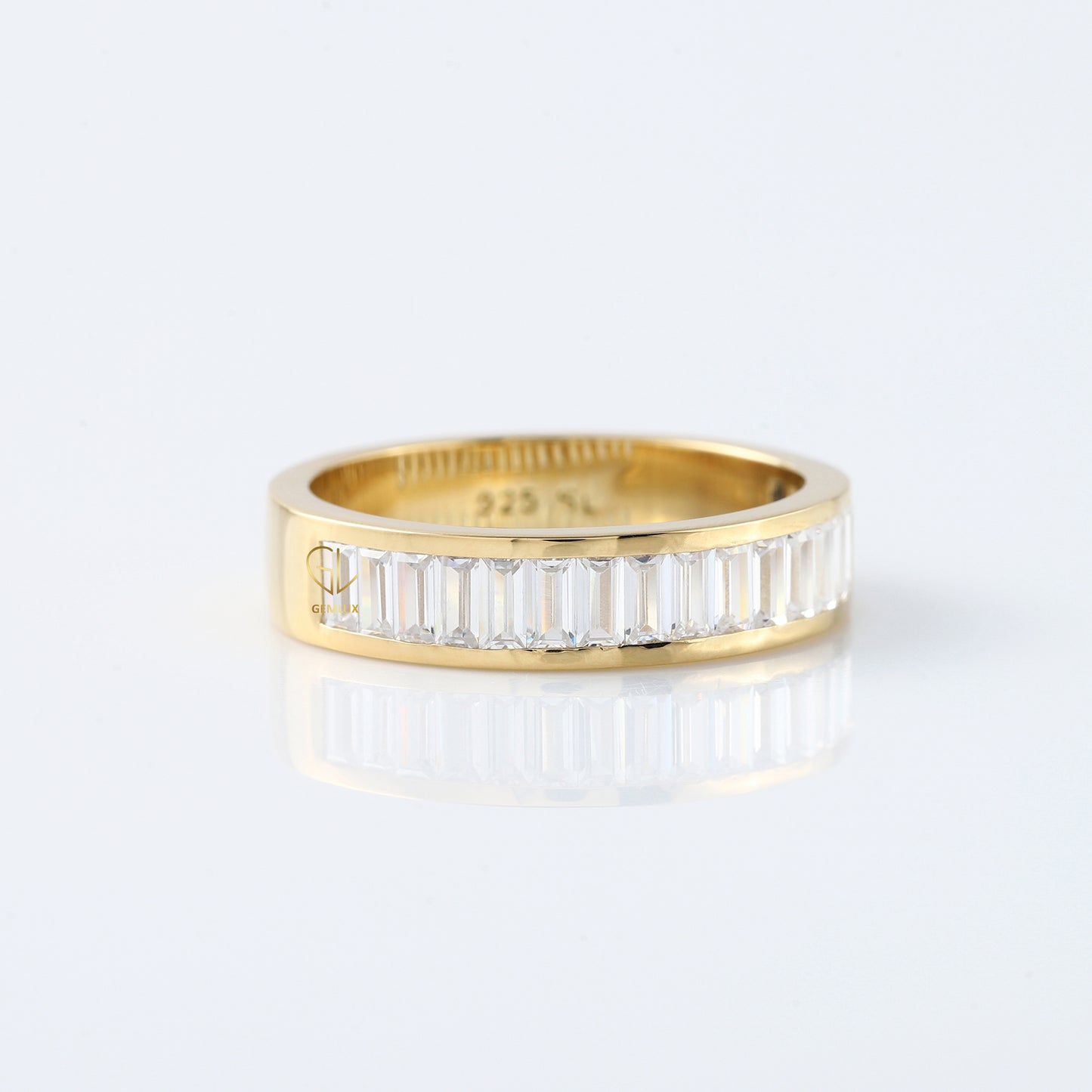 Baguette Cut Moissanite Diamond Channel Setting Half Eternity Band