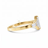 Baguette Cut Moissanite Seven Stone Ring in Solid Gold