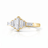 Baguette Cut Moissanite Seven Stone Ring in Solid Gold