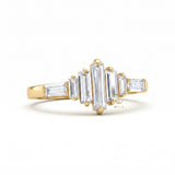 Baguette Cut Moissanite Seven Stone Ring in Solid Gold