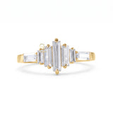 Baguette Cut Moissanite Seven Stone Ring in Solid Gold