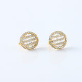 Baguette & Round Cut Lab Grown Yellow Gold Stud Earrings