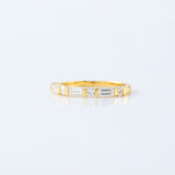 Baguette & Round Cut Moissanite Diamond Bar Setting Alternating Wedding Band