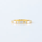 Baguette & Round Cut Moissanite Diamond Bar Setting Alternating Wedding Band