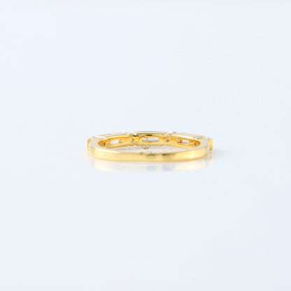 Baguette & Round Cut Moissanite Diamond Bar Setting Alternating Wedding Band