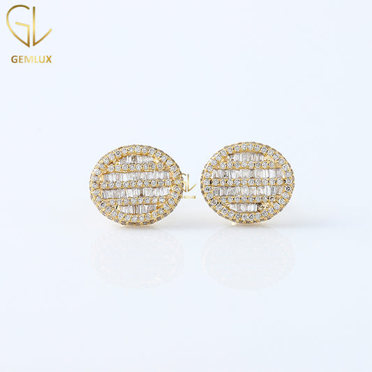 Baguette & Round VVS Moissanite Stud Earrings