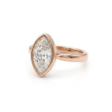 Bezel marquise ring with lab grown diamond in yellow gold full bezel solitaire setting