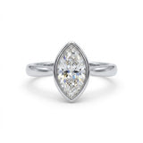 Bezel marquise ring with lab grown diamond in yellow gold full bezel solitaire setting