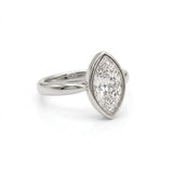 Bezel marquise ring with lab grown diamond in yellow gold full bezel solitaire setting