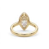 Bezel marquise ring with lab grown diamond in yellow gold full bezel solitaire setting