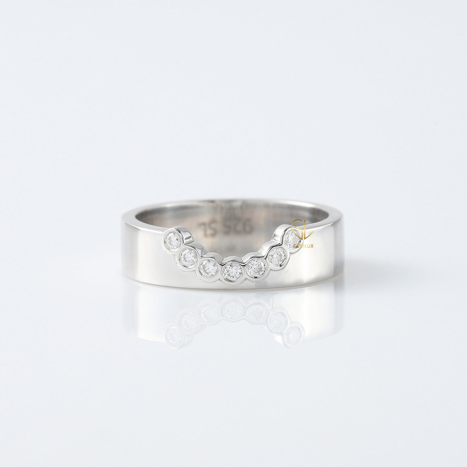 Bezel Set Chevron Engagement Ring