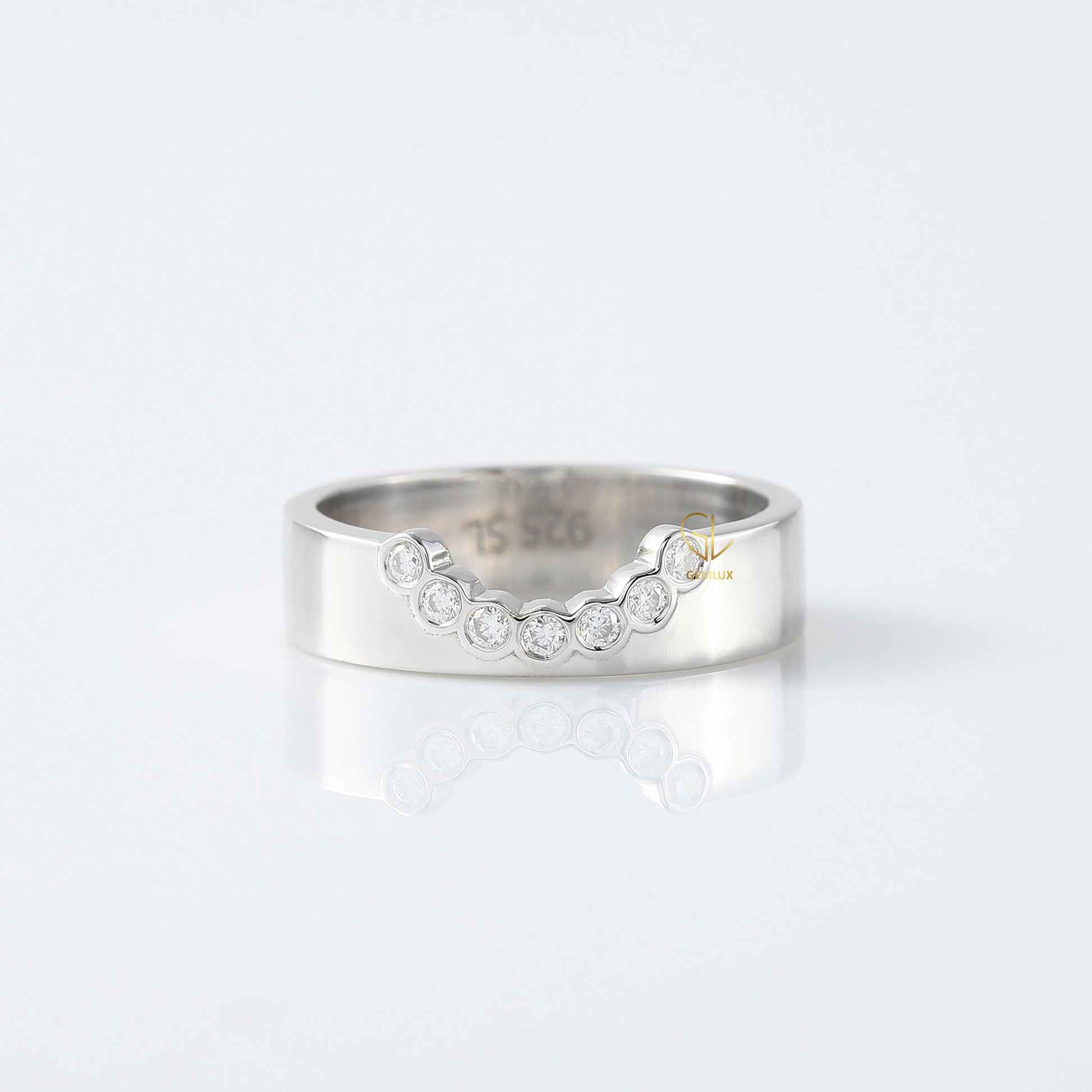 Bezel Set Chevron Engagement Ring