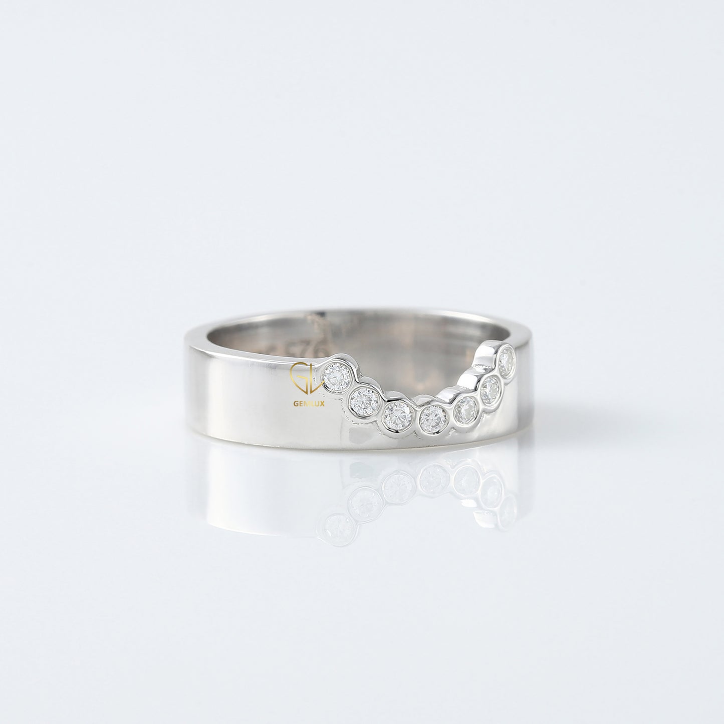 Bezel Set Chevron Engagement Ring