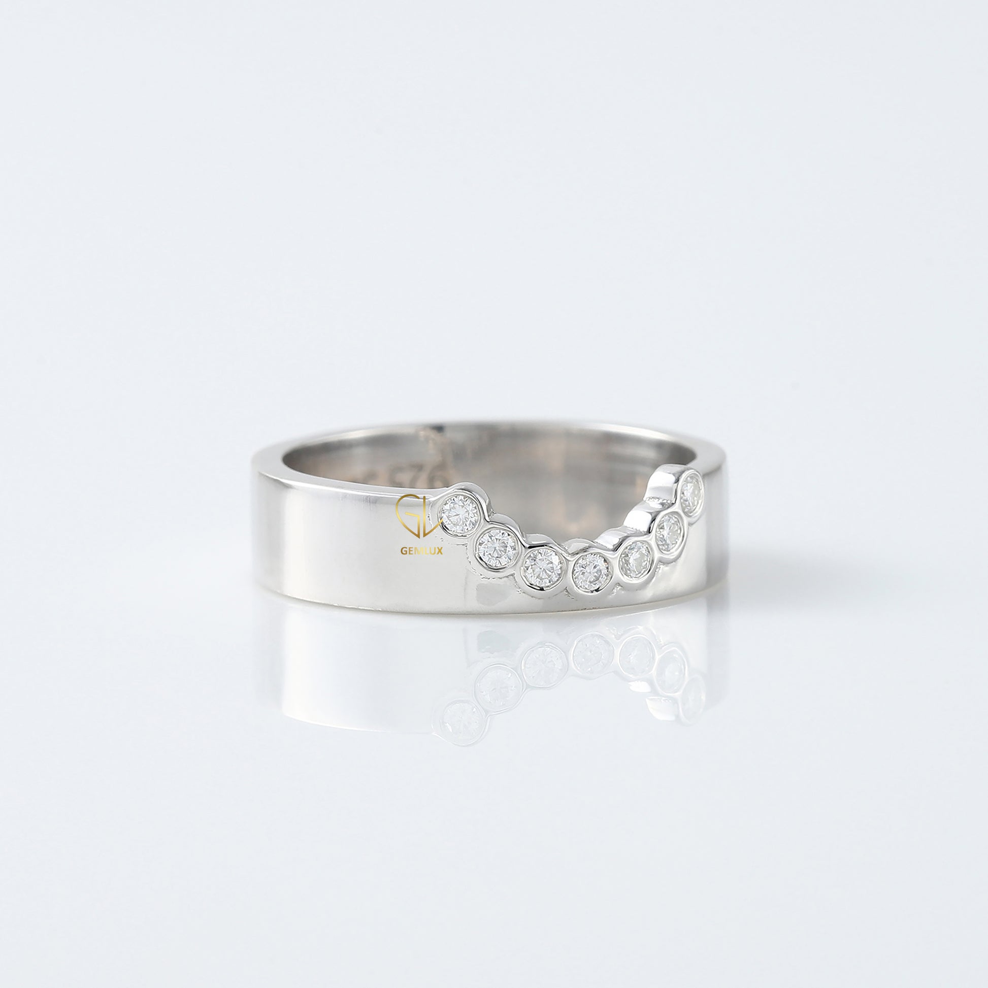 Bezel Set Chevron Engagement Ring