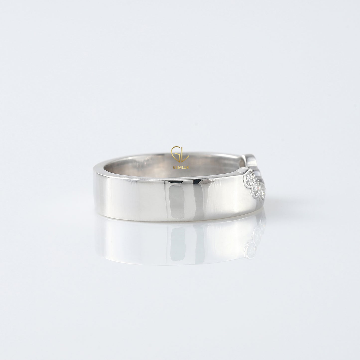 Bezel Set Chevron Engagement Ring