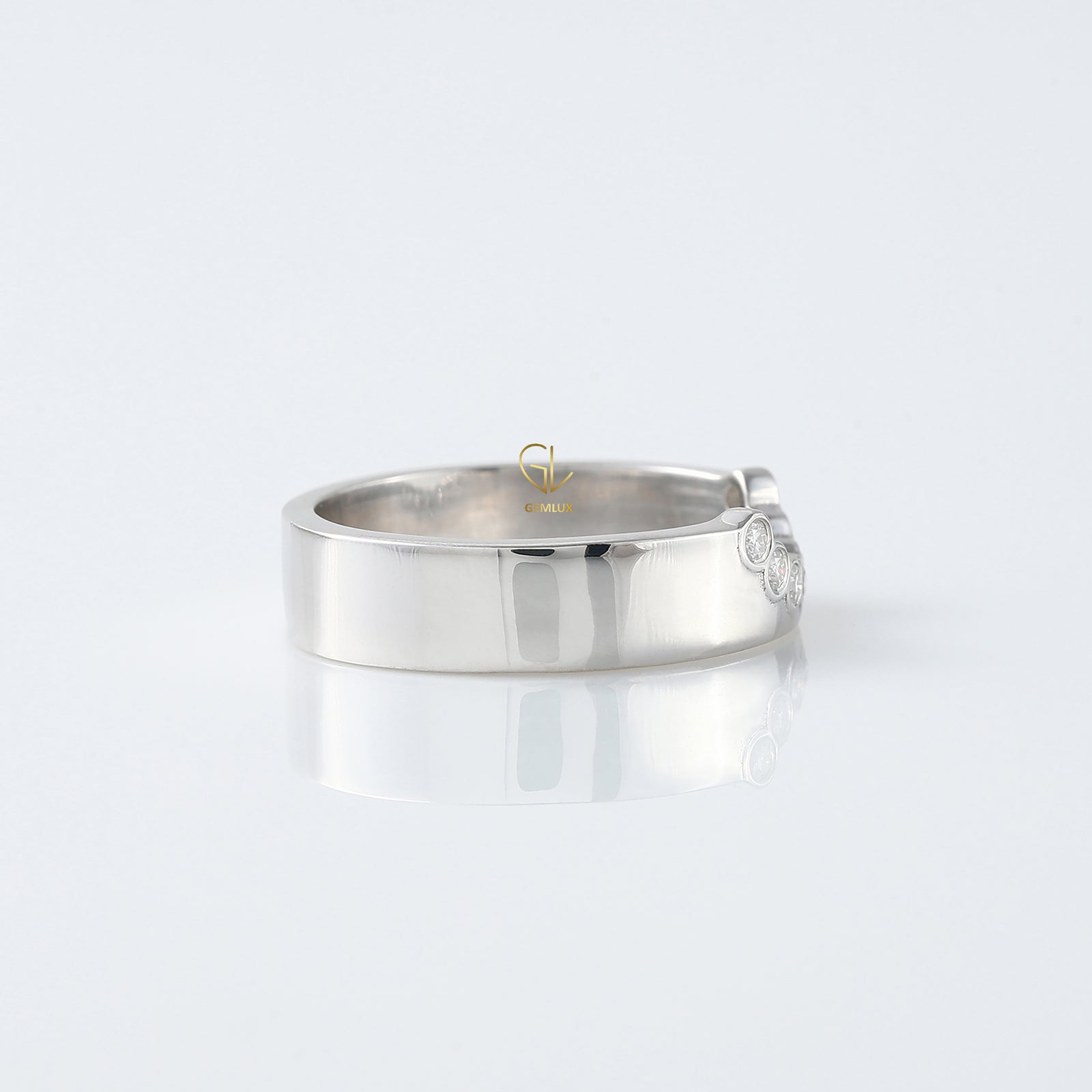 Bezel Set Chevron Engagement Ring