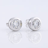 Bezel Set Round Cut Lab Grown Stud Earrings