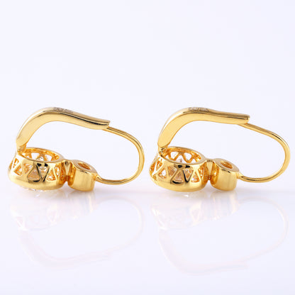 Bezel Set Two Stone Lab Grown Lever Back Earrings 