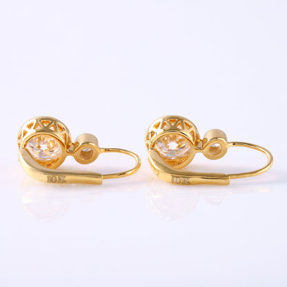 Bezel Set Two Stone Lab Grown Lever Back Earrings 