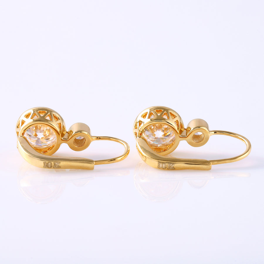 Bezel Set Two Stone Lab Grown Lever Back Earrings