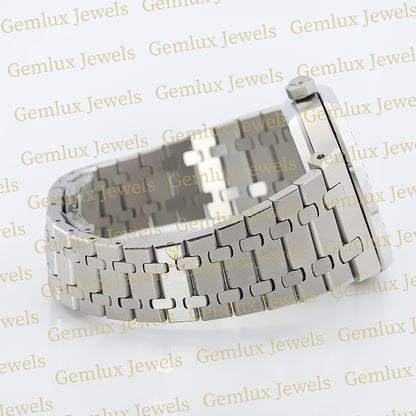 Black Dial Moissanite Diamond Bezel Wrist Watch For Women