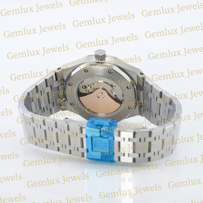 Black Dial Moissanite Diamond Bezel Wrist Watch For Women