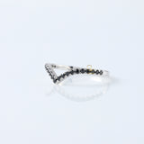 Black Round Cut Lab Grown Diamond Chevron Band