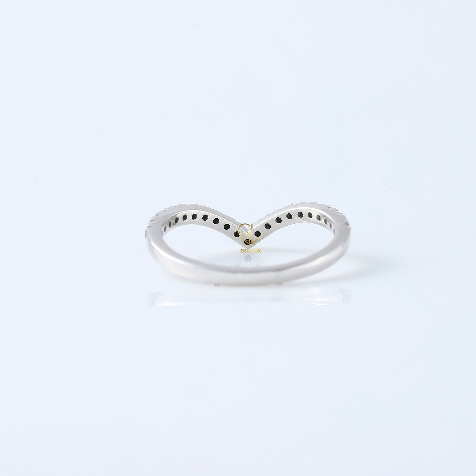 Black Round Cut Lab Grown Diamond Chevron Band