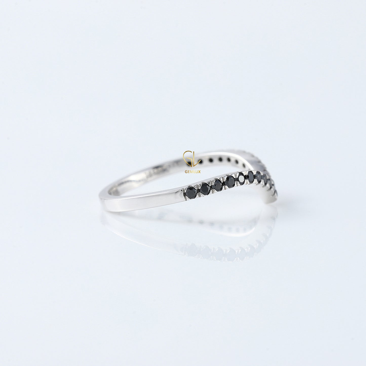 Black Round Cut Moissanite Diamond Curve Wedding Band