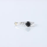 Black Round Cut Natural Diamond Tiny Cluster Ring