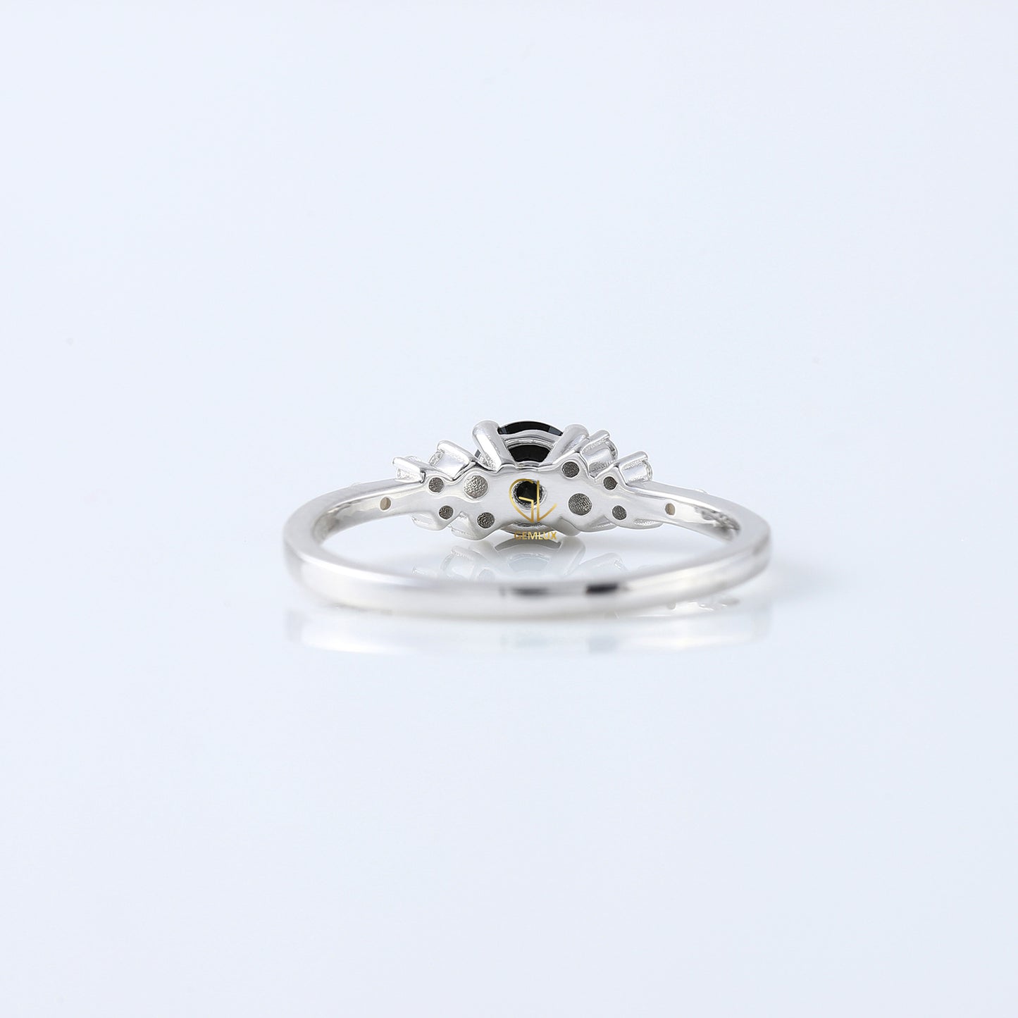 Black Round Cut Natural Diamond Tiny Cluster Ring