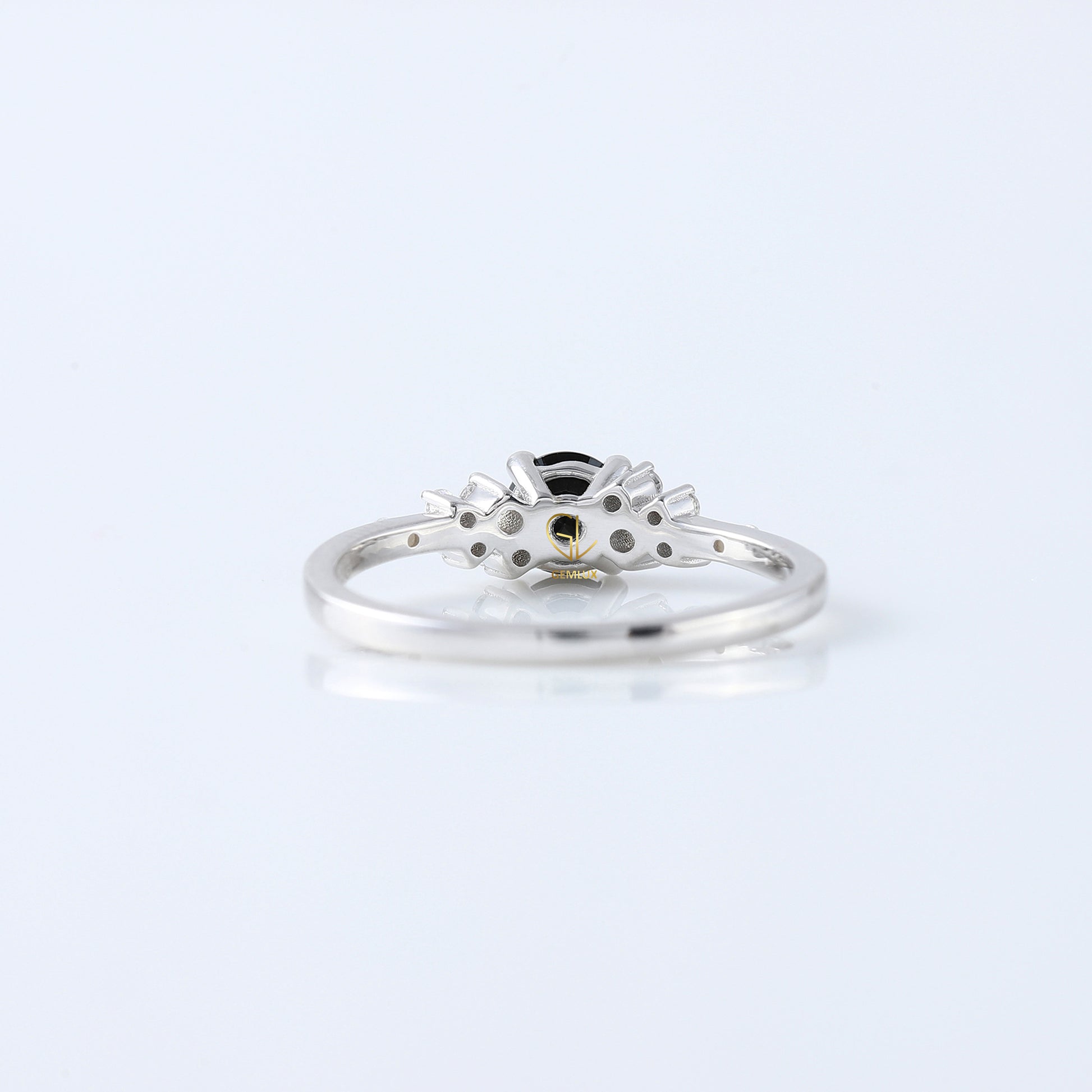 Black Round Cut Natural Diamond Tiny Cluster Ring