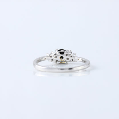 Black Round Cut Natural Diamond Tiny Cluster Ring