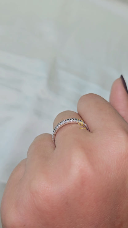 Black & White Round Moissanite Diamond Eternity Wedding Band