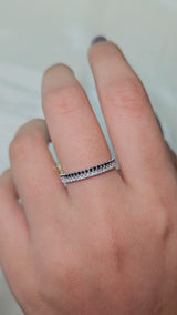 Black & White Round Moissanite Diamond Eternity Wedding Band