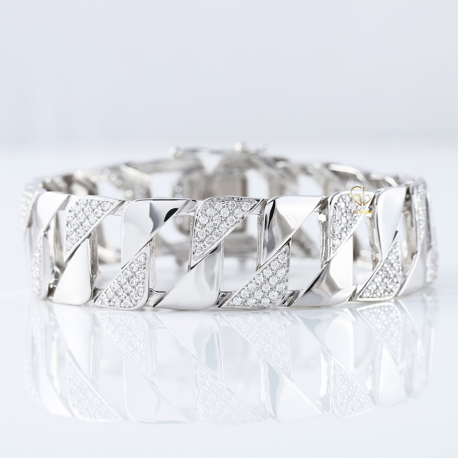 Bling Bling Lab Grown Diamond Cuban Hip Hop Bracelet For Men