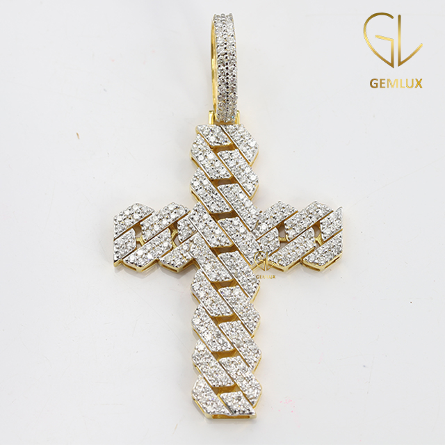 Bling Bling Moissanite Diamond Cuban Cross HipHop Pendant